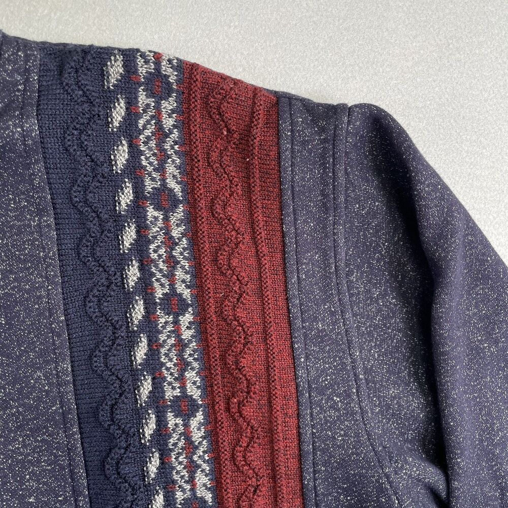 Vintage John Blair Cardigan Sweater L Full Zip Blue Cable Knit Grandpa Core 90s - Picture 4 of 12